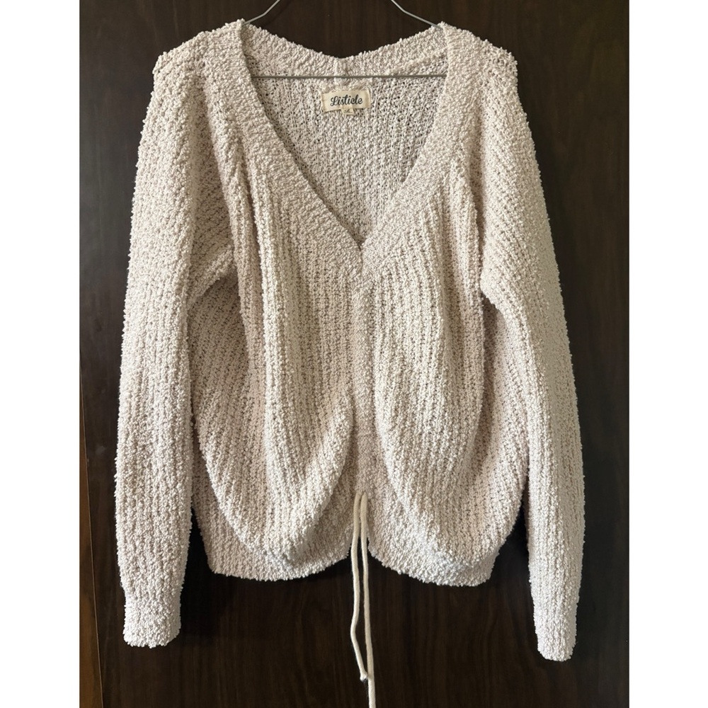 Listicle Cream Textured Women's Sweater